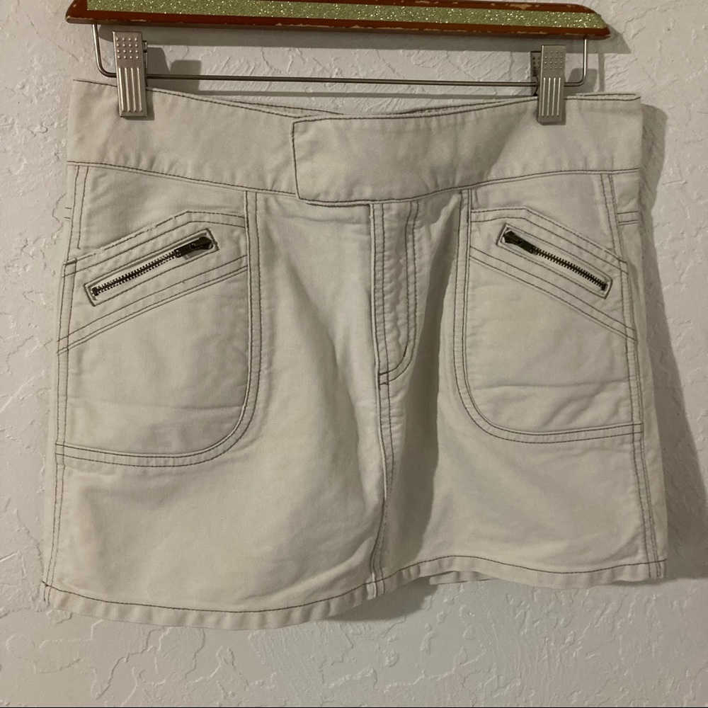 🐃ALMOST LIKE NEW- Ecru Canvas Mini Skirt - Picture 5 of 7